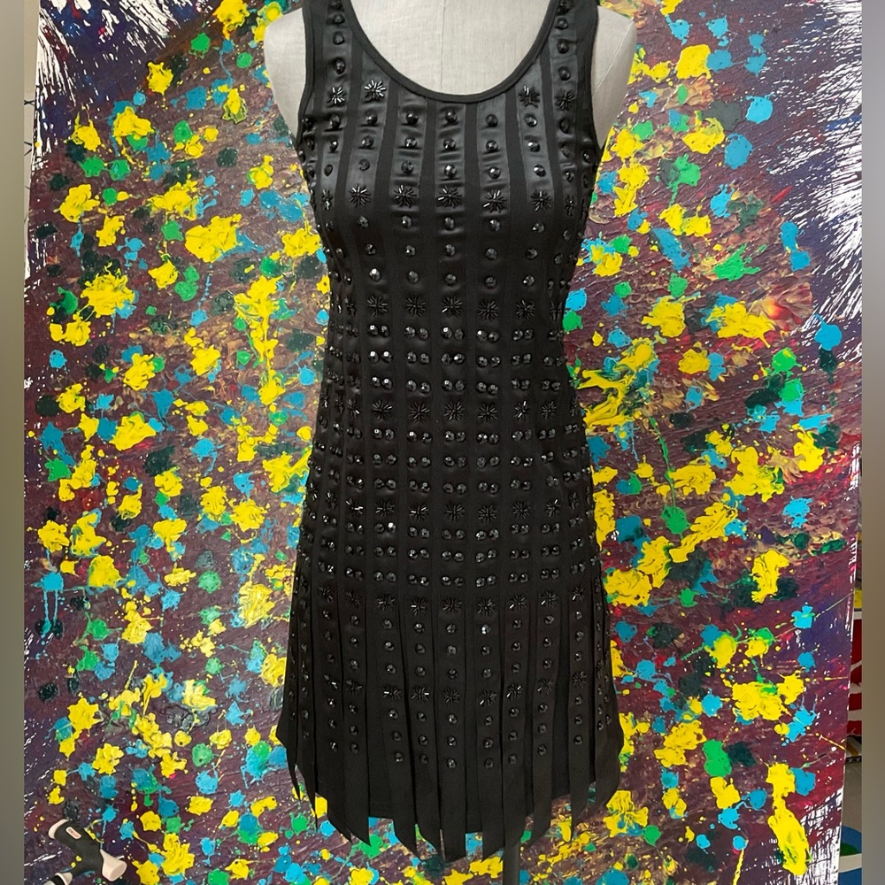 Apart Black Little Black Beaded Dress Size 0